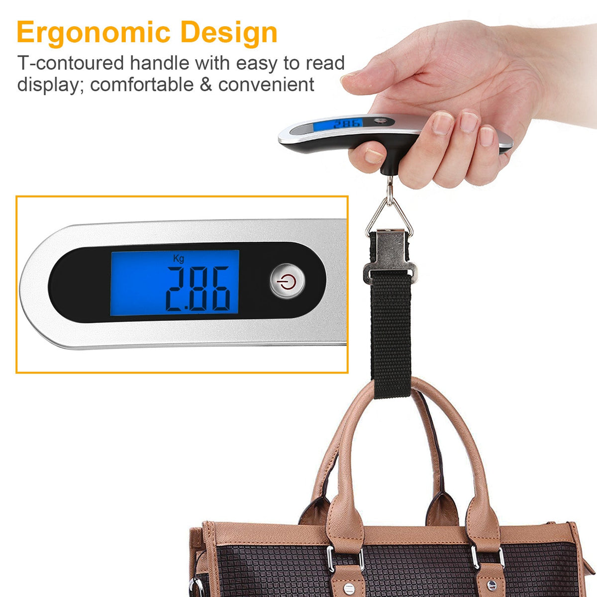 Portable Digital Luggage Scale 50kg 10g LCD Hanging Luggage Scale