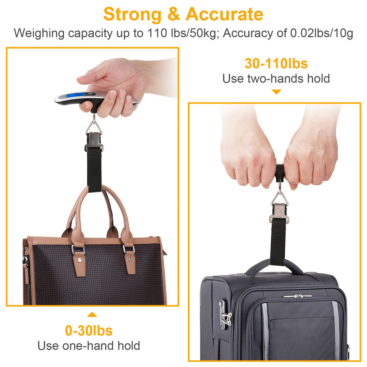 Portable Digital Luggage Scale 50kg 10g LCD Hanging Luggage Scale