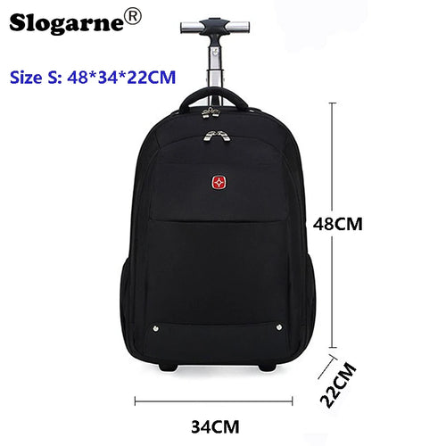 Men Trolley Backpack Shoulders Travel Bag with Wheels 26 Inch Students
