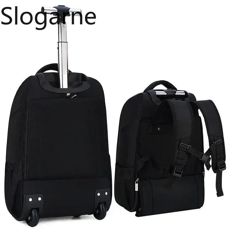 Men Trolley Backpack Shoulders Travel Bag with Wheels 26 Inch Students