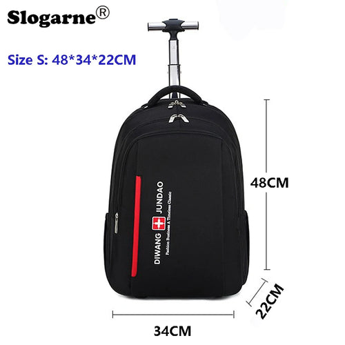 Men Trolley Backpack Shoulders Travel Bag with Wheels 26 Inch Students