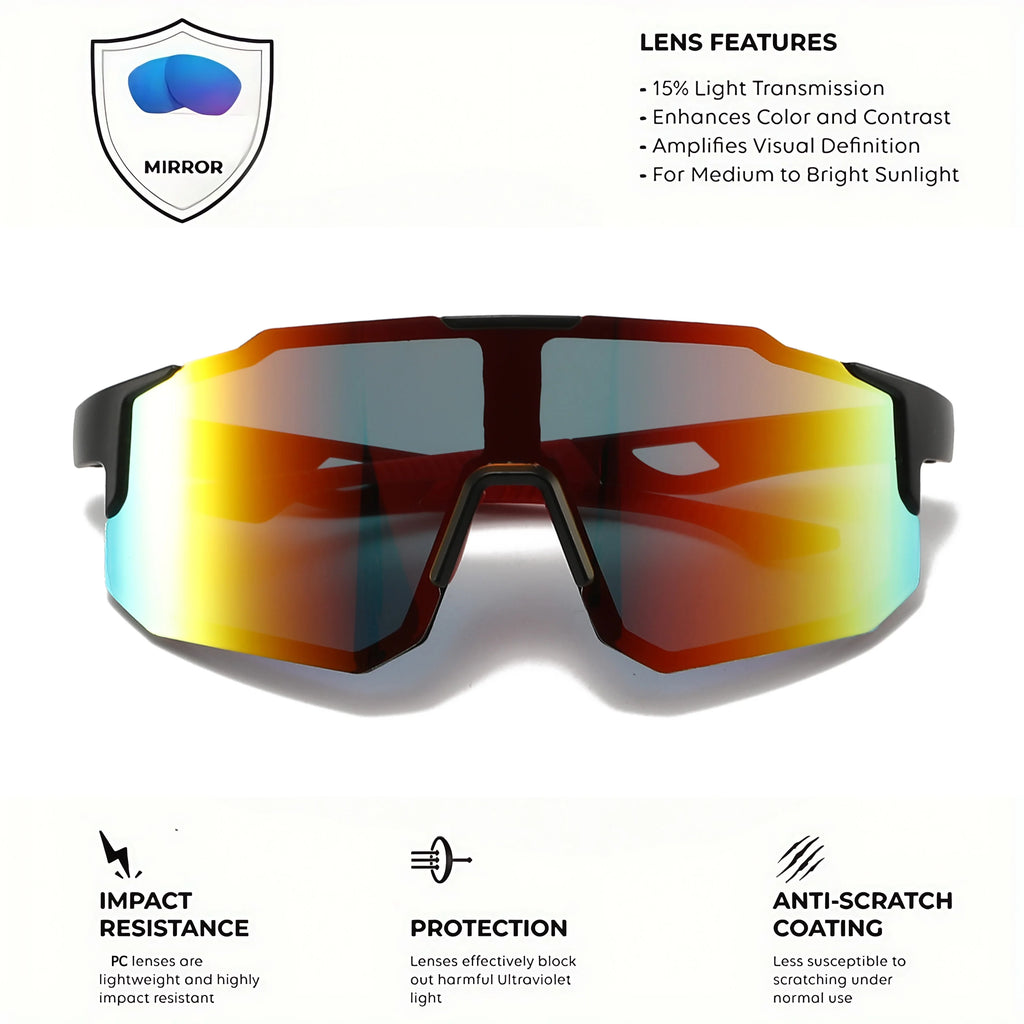 Oversized Colorful Sports Sunglasses - Wraparound Design, UV400 Unisex