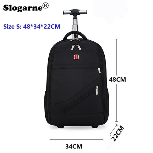 Men Trolley Backpack Shoulders Travel Bag with Wheels 26 Inch Students