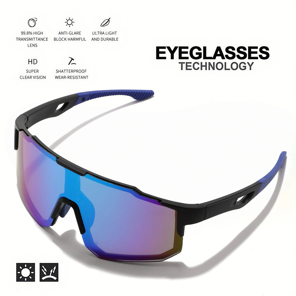 Oversized Colorful Sports Sunglasses - Wraparound Design, UV400 Unisex