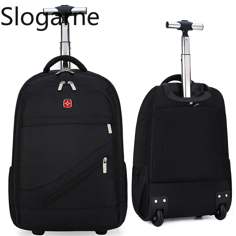 Men Trolley Backpack Shoulders Travel Bag with Wheels 26 Inch Students