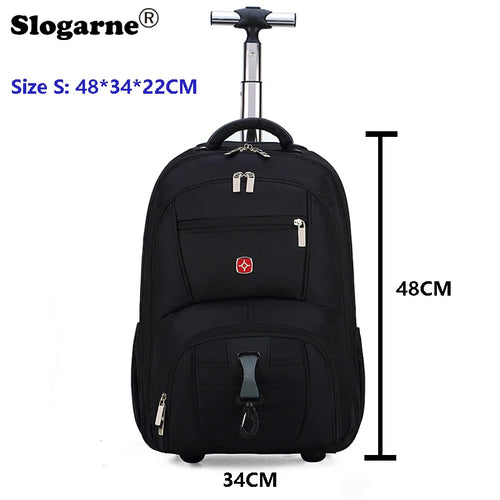Men Trolley Backpack Shoulders Travel Bag with Wheels 26 Inch Students