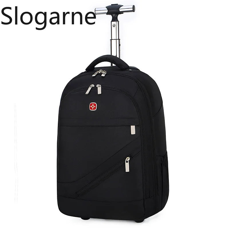 Men Trolley Backpack Shoulders Travel Bag with Wheels 26 Inch Students